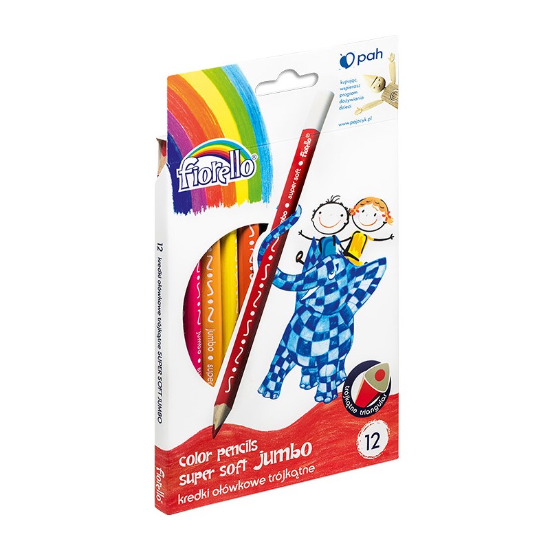 Kredki Ołówkowe Fiorello Jumbo Super Soft 12 Kolorów