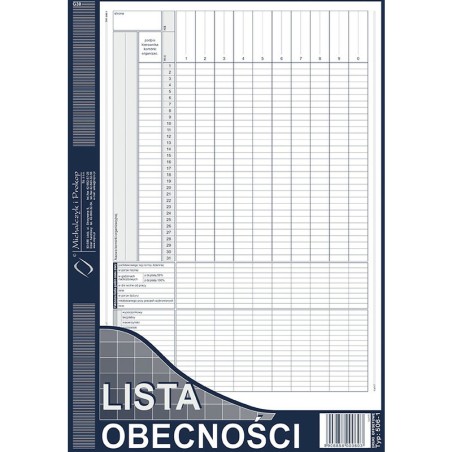 Lista Obecności A4 (Offset)