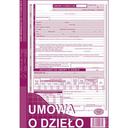 Umowa O Dzieło Z Rachunkiem A4 (O+1K)