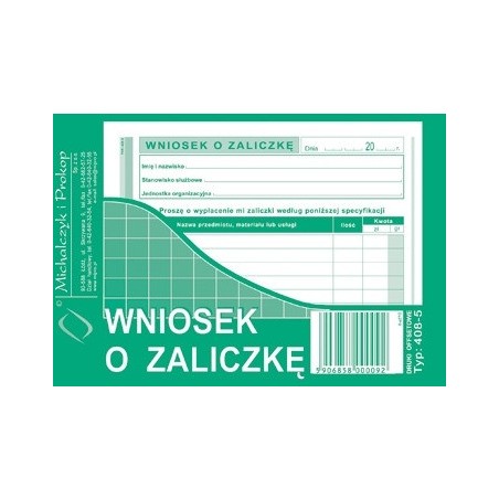 Wniosek O Zaliczkę A6 (Offset)
