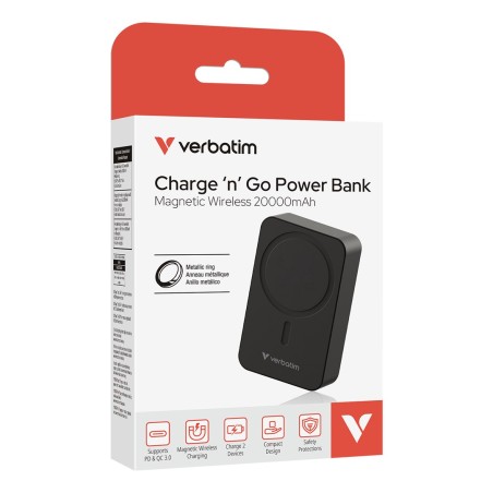 Verbatim Charge 'N' Go Essentials 20000 Mah Bezprzewodowe Ładowanie Czarny