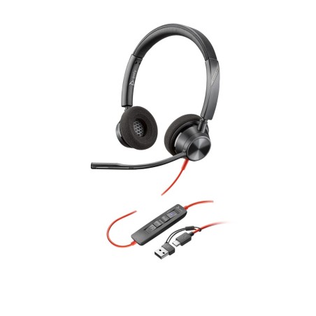 Poly Zestaw Słuchawkowy Blackwire 3320 Stereo Usb-C Z Certyfikatem Microsoft Teams + Przejściówka Usb-C/A