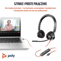 Poly Zestaw Słuchawkowy Blackwire 3320 Stereo Usb-C Z Certyfikatem Microsoft Teams + Przejściówka Usb-C/A