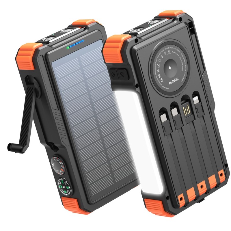 Extralink | Powerbank Solarny | 20000Mah, 20W, Dynamo, Indukcja, Lampa, Latarka