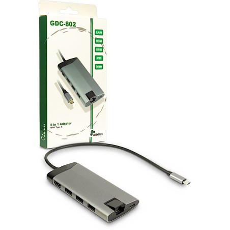 Inter-Tech Gdc-802 Przewodowa Usb 3.2 Gen 1 (3.1 Gen 1) Type-C Szary