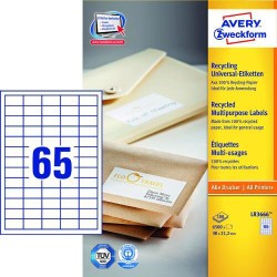Ekologiczne Etykiety Papierowe 38 X 21,2 Mm, Białe Etykiety Samoprzylepne, Etykiety Do Druku 100 Ark. / Op., Avery Lr3666
