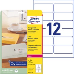 Etykiety A4 Avery 99,1*42,3Mm Przezroczyste (25)