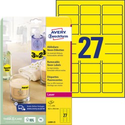 Etykiety A4 Avery 63,5*29,6Mm Żółte (25)