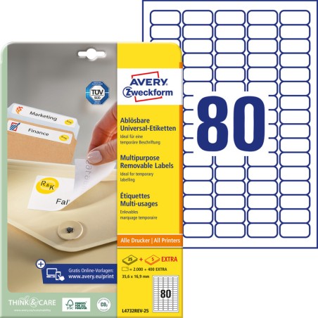 Usuwalne Etykiety Uniwersalne Avery Zweckform