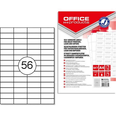 Etykiety Office Products A4 52.5X21.2Mm Białe (100)