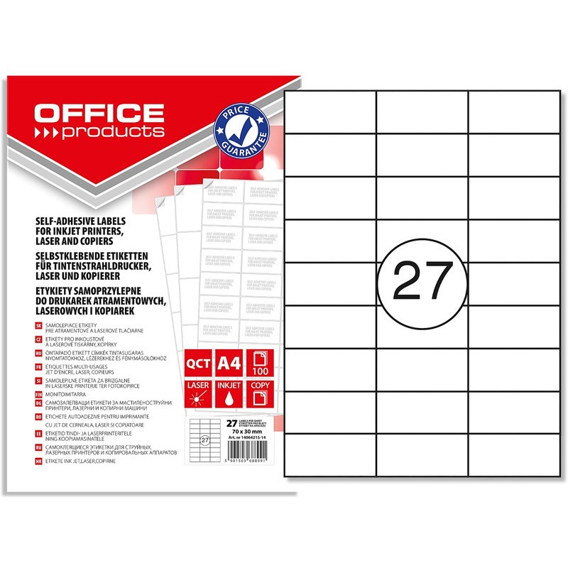 Etykiety Office Products A4 70X30Mm Białe (100)