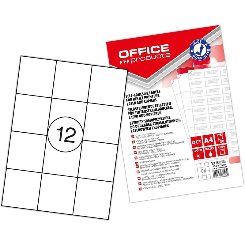 Etykiety Office Products A4 63.5X72Mm Białe (100)