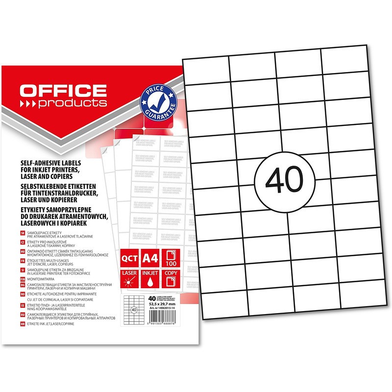 Etykiety Office Products A4 52.5X29.7Mm Białe (100)