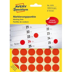 Kółka Do Zaznaczania Śr. 18 Mm, Czerwone Etykiety Papierowe, Etykiety Okrągłe Z Trwałym Klejem, Etykiety Do Oznaczenia 1056 Etyk