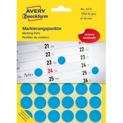 Kółka Do Zaznaczania Śr. 18 Mm, Niebieskie Etykiety Papierowe, Etykiety Okrągłe Z Trwałym Klejem, Etykiety Do Oznaczenia 1056 Et