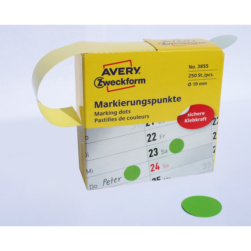 Kółka Avery Śr.19Mm Trwałe Zielone (250)