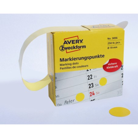 Kółka Avery Śr.19Mm Trwałe Żółte (250)