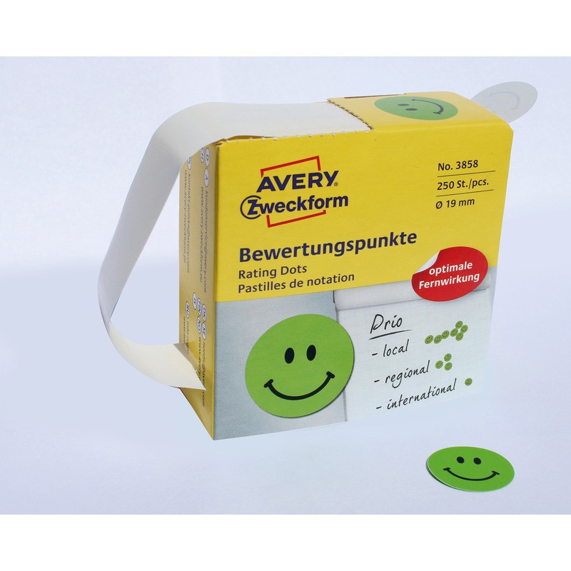 Kółka Avery Śr.19Mm "Uśmiechnięta Buźka" Zielone (250)