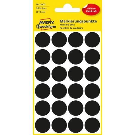 Kółka Do Zaznaczania Śr. 18 Mm, Czarne Etykiety Papierowe, Etykiety Okrągłe Z Trwałym Klejem, Etykiety Do Oznaczenia 96 Etyk. / 