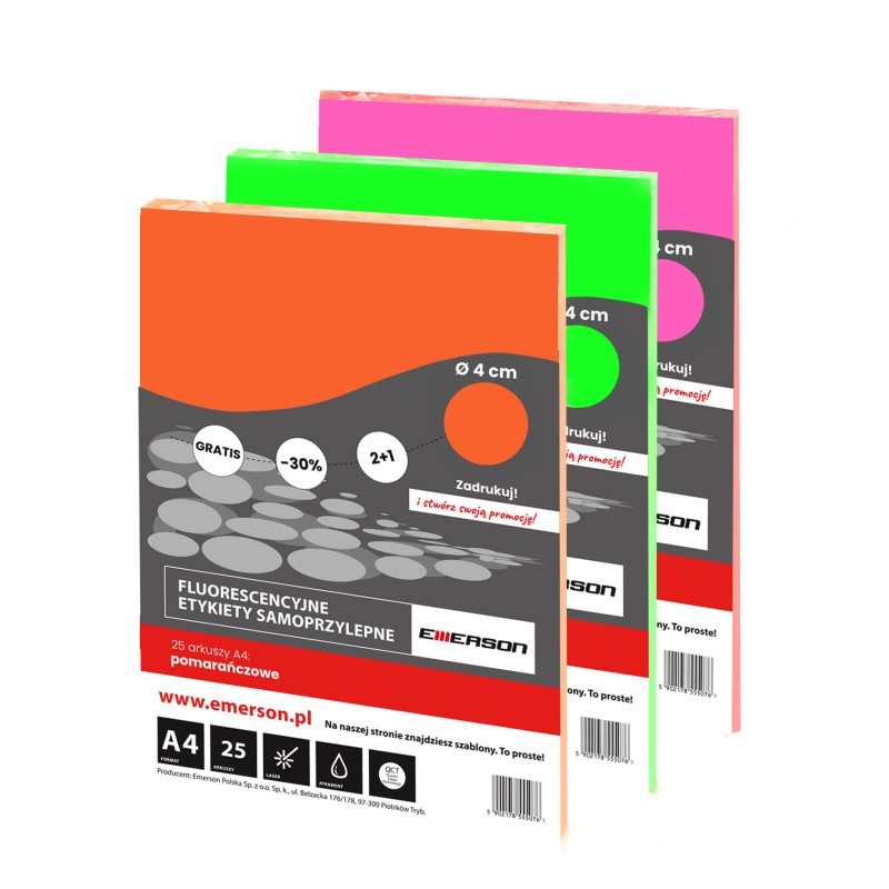 Fluorescencyjne_Etykiety Samoprzylepne Zielone Kółka 40Mm 25 Arkuszy Emerson Etokzie02X025X010 Sale