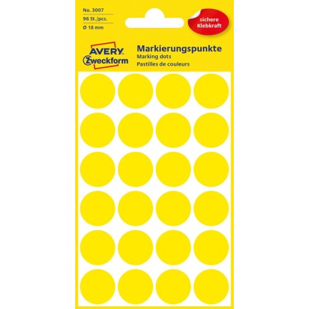 Kółka Do Zaznaczania Śr. 18 Mm, Żółte Etykiety Papierowe, Etykiety Okrągłe Z Trwałym Klejem, Etykiety Do Oznaczenia 96 Etyk. / O