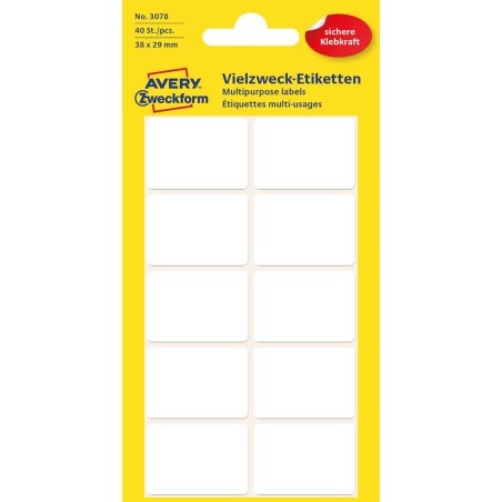 Minietykiety Do Opisywania Ręcznego 38 X 29 Mm, Trwałe Etykiety Papierowe, Białe Etykiety Samoprzylepne 40 Etyk. /Op., Avery 307