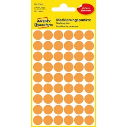 Kółka Do Zaznaczania Śr. 12 Mm, Pomarańczowe Neonowe Etykiety Papierowe, Etykiety Okrągłe Z Trwałym Klejem, Etykiety Do Oznaczen