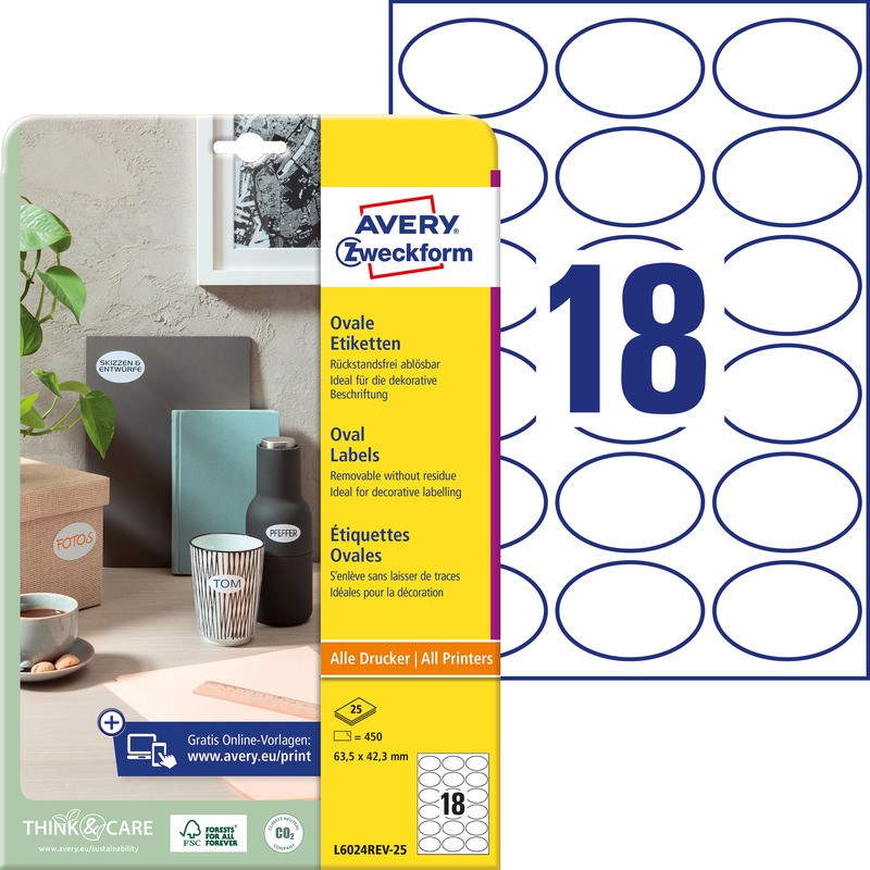 Usuwalne Etykiety Uniwersalne Avery Zweckform