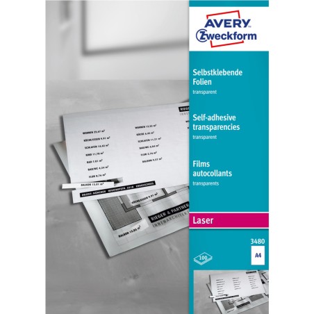 Folie Avery Zweckform Transparentne Zadruk Drukarka Laserowa, Laserowa Kolorowa, Ksero 0,14 Mm