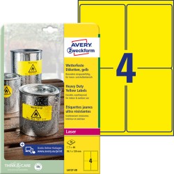 Etykiety A4 Avery Heavy Duty 99,1*139Mm Żółte (20)