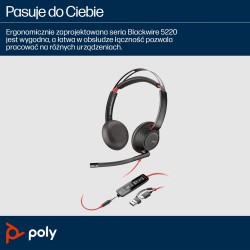Słuchawki Nauszne Poly Blackwire 5220 8X231Aa