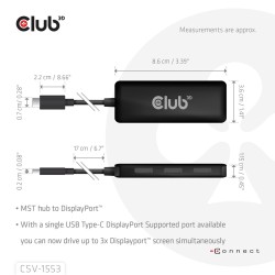 Club3D Csv-1553 Huby I Koncentratory Usb Type-C Czarny