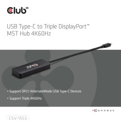 Club3D Csv-1553 Huby I Koncentratory Usb Type-C Czarny