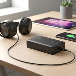 Everactive Powerbank 20 000Mah, 1X Usb, 2X Usb-C, 20W, Qc4+, Wyświetlacz Lcd, Czarny Eb-22Qb