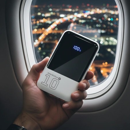 Everactive Powerbank 10 000Mah, 2X Usb, 1X Usb-C 22,5W, Qc4+, Wyświetlacz Lcd, Biały Eb-10Q