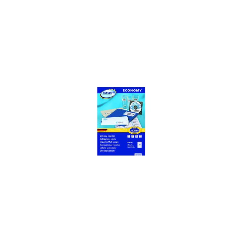 Etykiety Uniwersalne Economy Europe100 By Avery Zweckform, A4, 100 Ark./Op., 70 X 29,7 Mm, Białe Ela047
