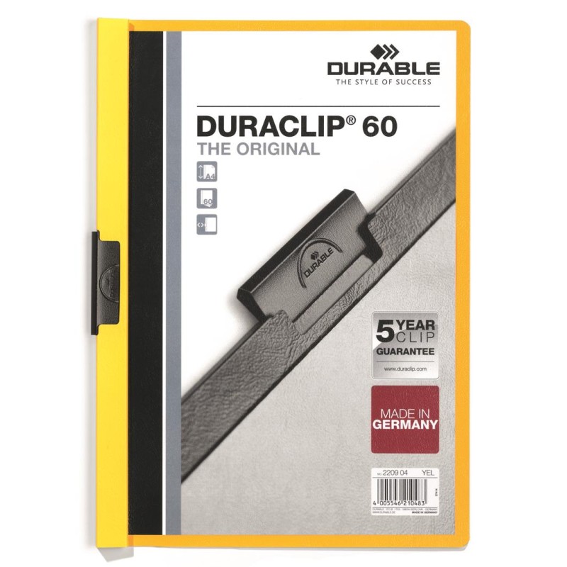 Skoroszyt Durable Duraclip Original 60 Żółty 2209-04