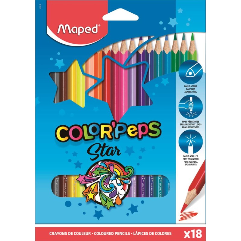 Kredki Trójkątne Maped Colorpeps 18Kolorów 183218 .