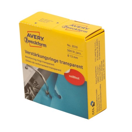 Pierścienie Wzmacniające Przezroczyste Śr. 13 Mm, Mechanizm Do Segregatora 500 Szt. / Op., Avery 3510