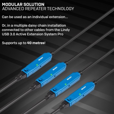 Lindy 43229 Kabel Usb Usb 3.2 Gen 1 (3.1 Gen 1) 15 M Usb A Czarny