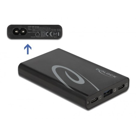 Delock Ładowarka 2 X Usb Type-C Pd 3.0 + 1 X Usb Typ-A Moc 60 W