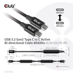 Kabel Usb Club3D Cac-1535 (Usb 3.2 Gen2 Type C
