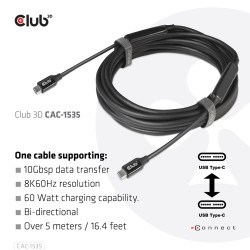 Kabel Usb Club3D Cac-1535 (Usb 3.2 Gen2 Type C