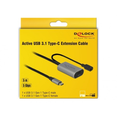 Delock 85392 Kabel Usb Usb 3.2 Gen 1 (3.1 Gen 1) 5 M Usb C Czarny, Szary