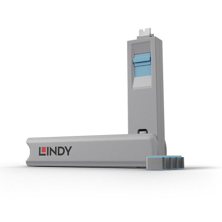 Lindy 40465 Bloker Portów Blokada Portu + Klucz Usb Type-C Niebieski Kopolimer Akrylonitrylo-Butadieno-Styrenowy (Abs) 1 Szt.