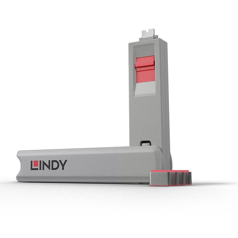 Lindy 40425 Bloker Portów Blokada Portu + Klucz Usb Type-C Różowy 5 Szt.