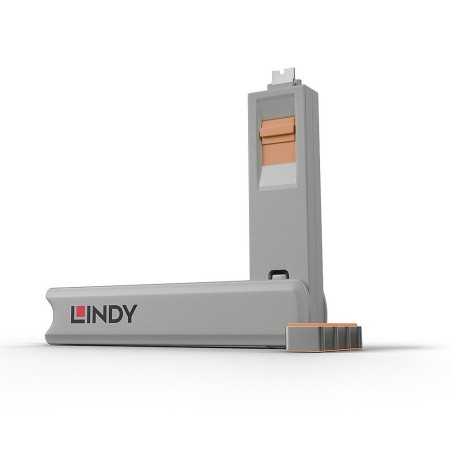 Lindy 40428 Bloker Portów Klucz Blokady Portu Usb Type-C Szary, Pomarańczowy 4 Szt.