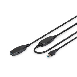 Kabel Przedłużający Usb 3.0 Superspeed 15Mtyp Usb A/Usb A M/Ż Aktywny Czarny 15M