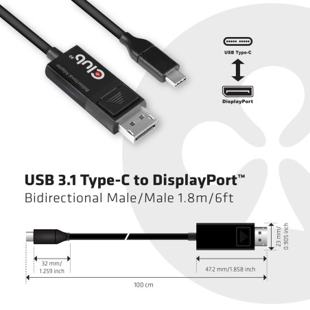 Kabel Club3D Cac-1557 Usb C Displayport 1.4 Czarny