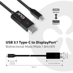 Kabel Club3D Cac-1557 Usb C Displayport 1.4 Czarny